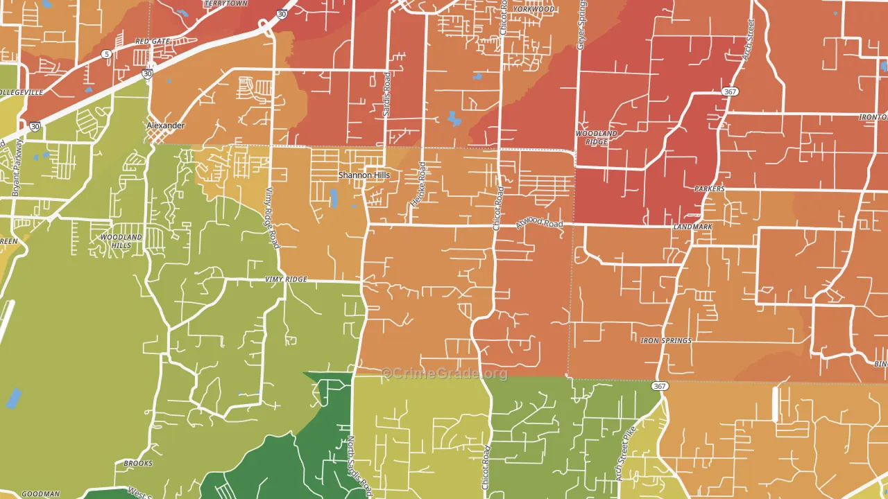 Mabelvale, AR Map of Vehicle Theft Rates