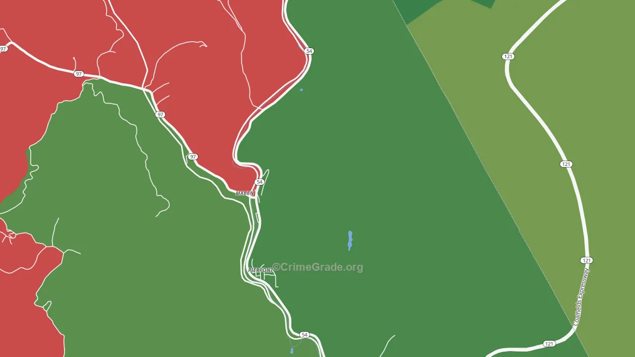 Maben, WV Map of Vehicle Theft Rates