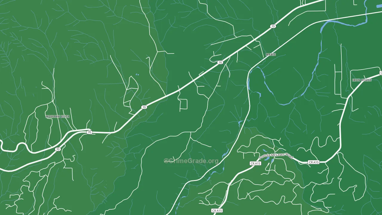 Mabie, CA Map of Vehicle Theft Rates
