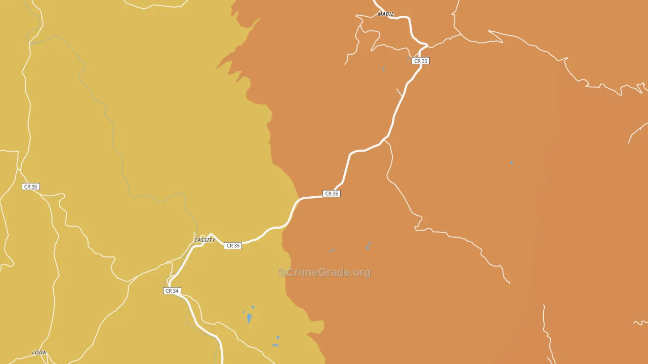 Mabie, WV Map of Vehicle Theft Rates