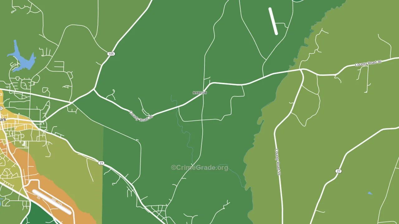 Mabson, AL Map of Vehicle Theft Rates