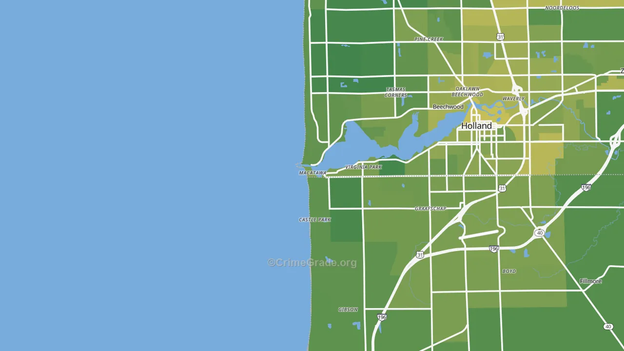 Macatawa, MI Map of Vehicle Theft Rates