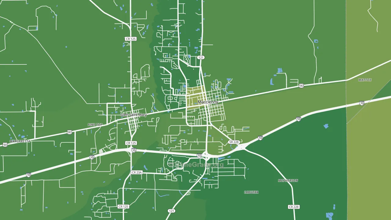 Macclenny, FL Map of Vehicle Theft Rates