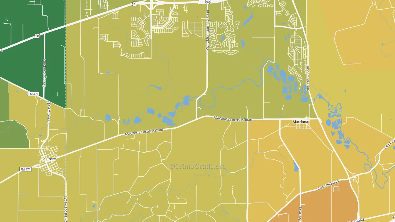 Macdona, TX Map of Vehicle Theft Rates