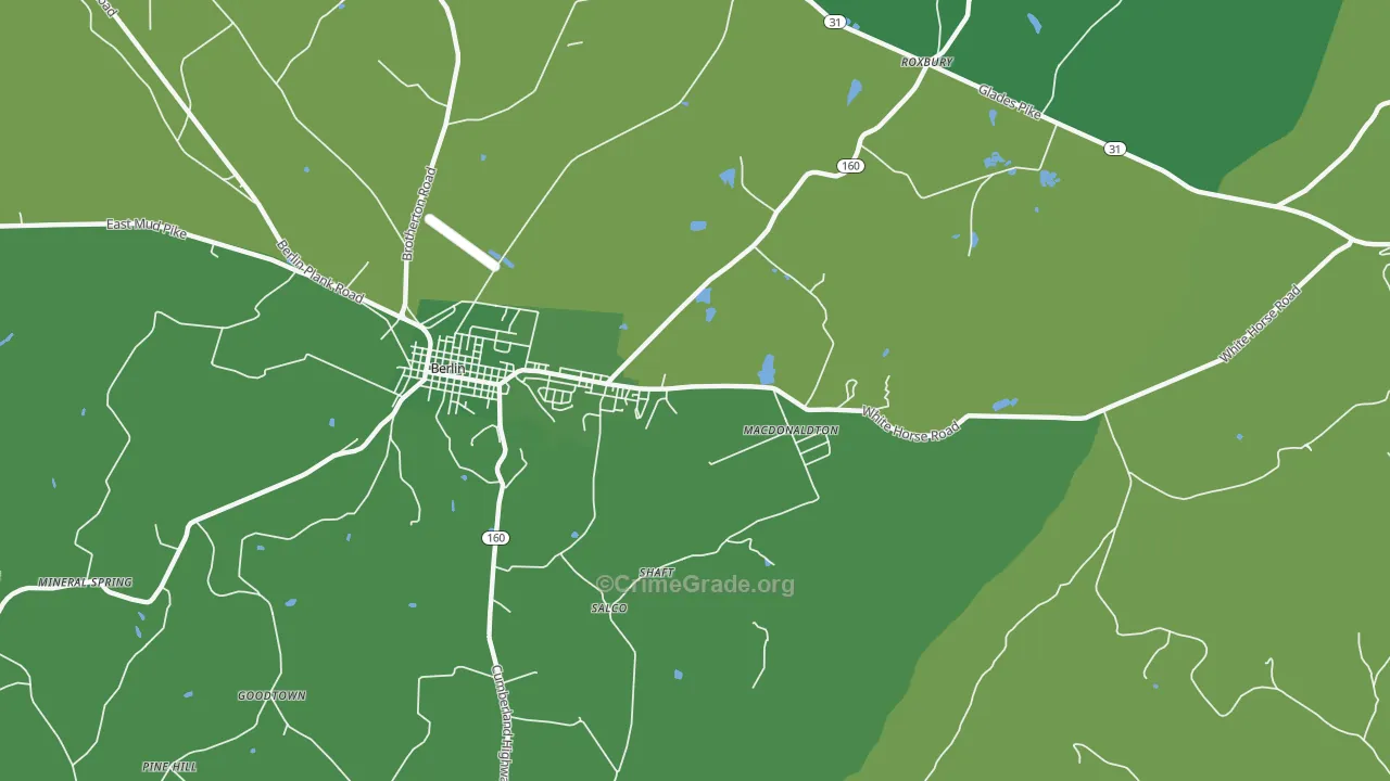 Macdonaldton, PA Map of Vehicle Theft Rates