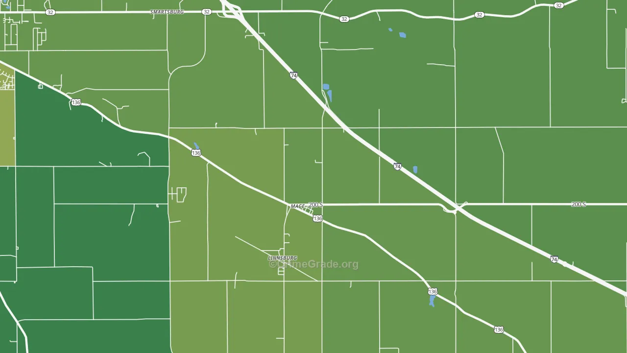 Mace, IN Map of Vehicle Theft Rates