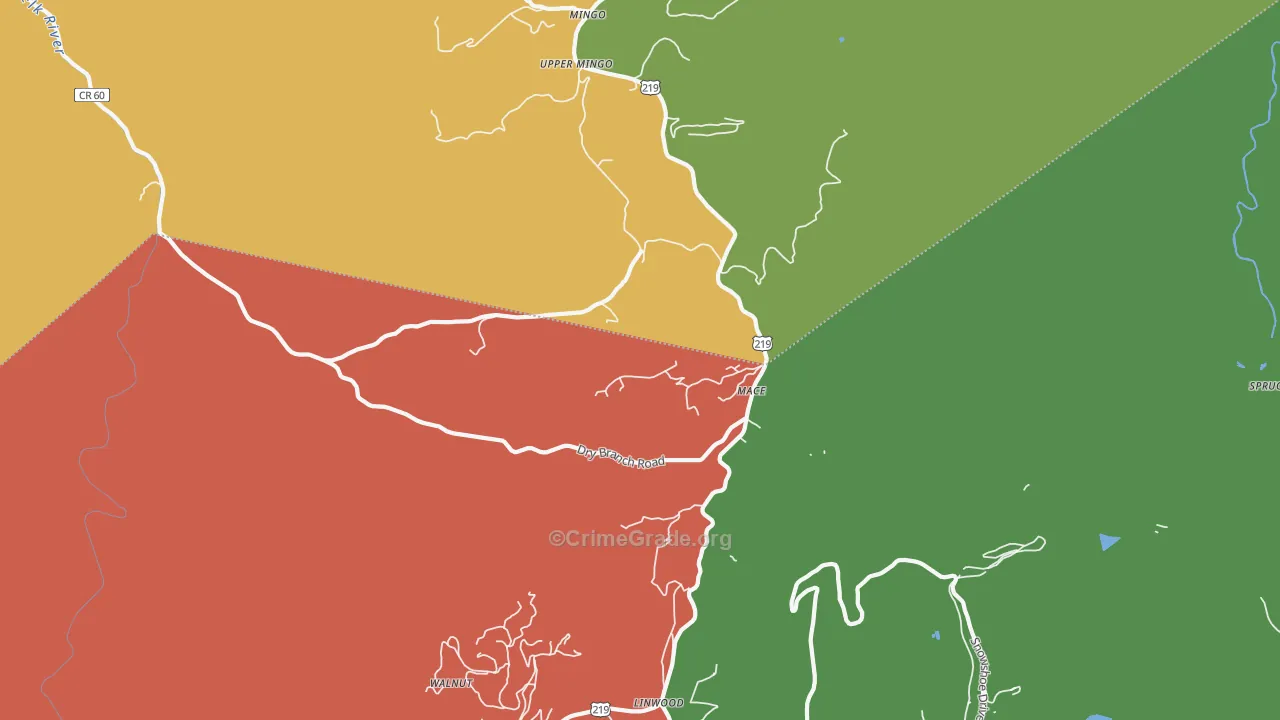 Mace, WV Map of Vehicle Theft Rates