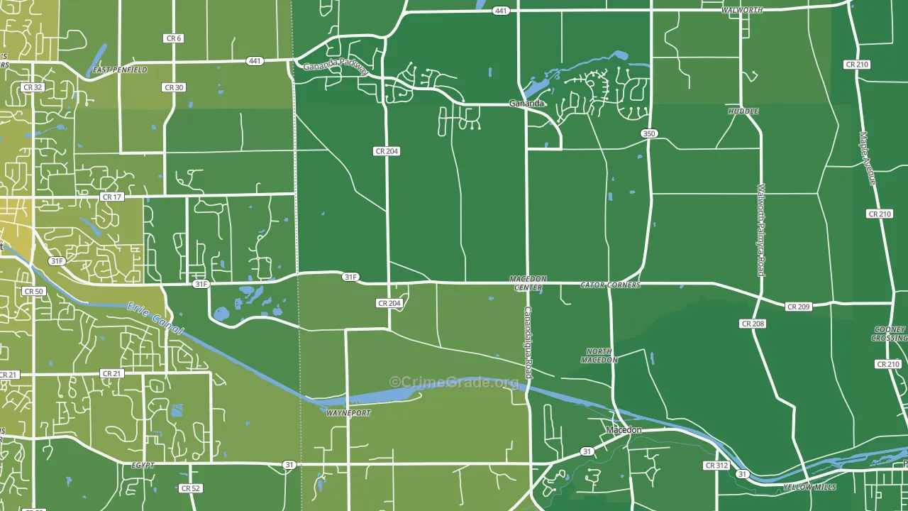 Macedon, NY Map of Vehicle Theft Rates