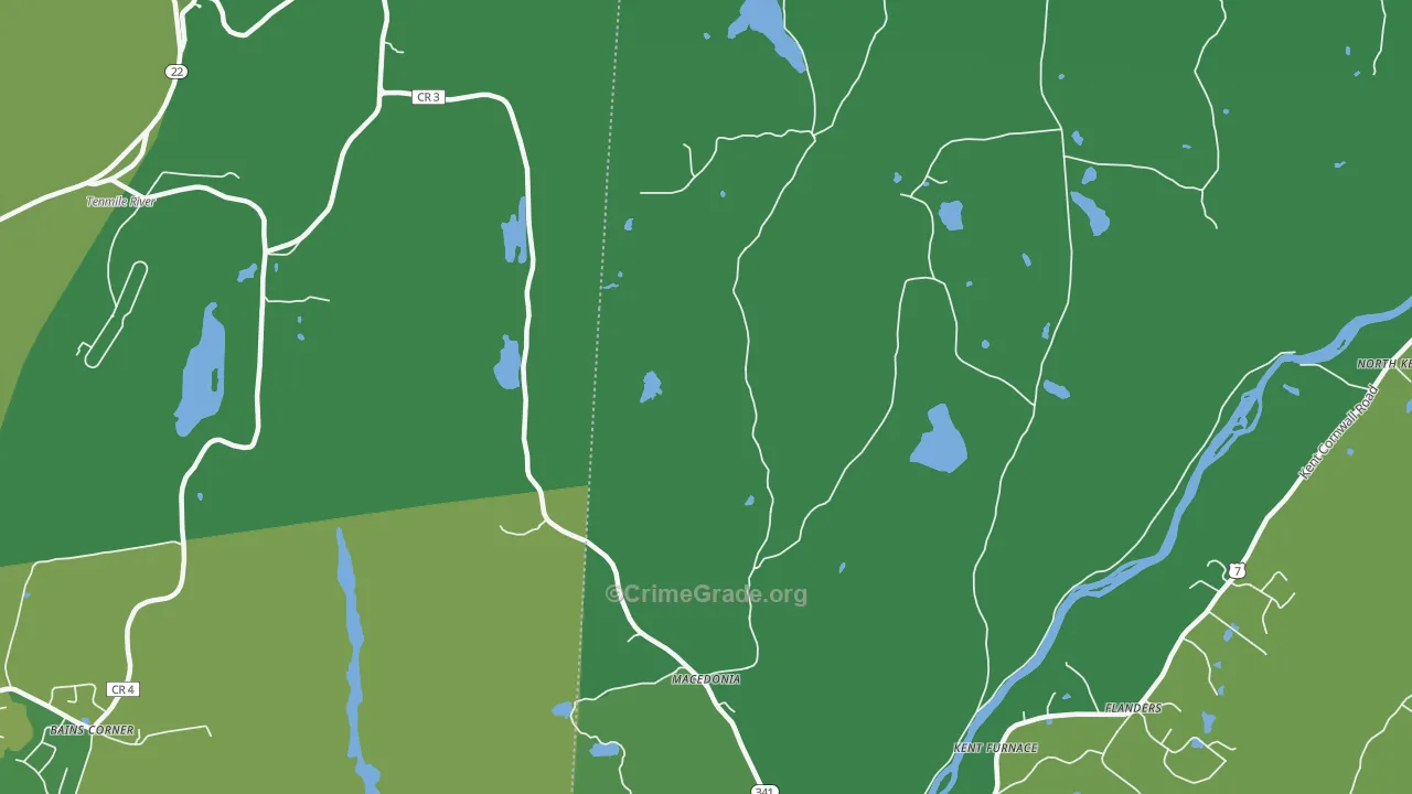 Macedonia, CT Map of Vehicle Theft Rates