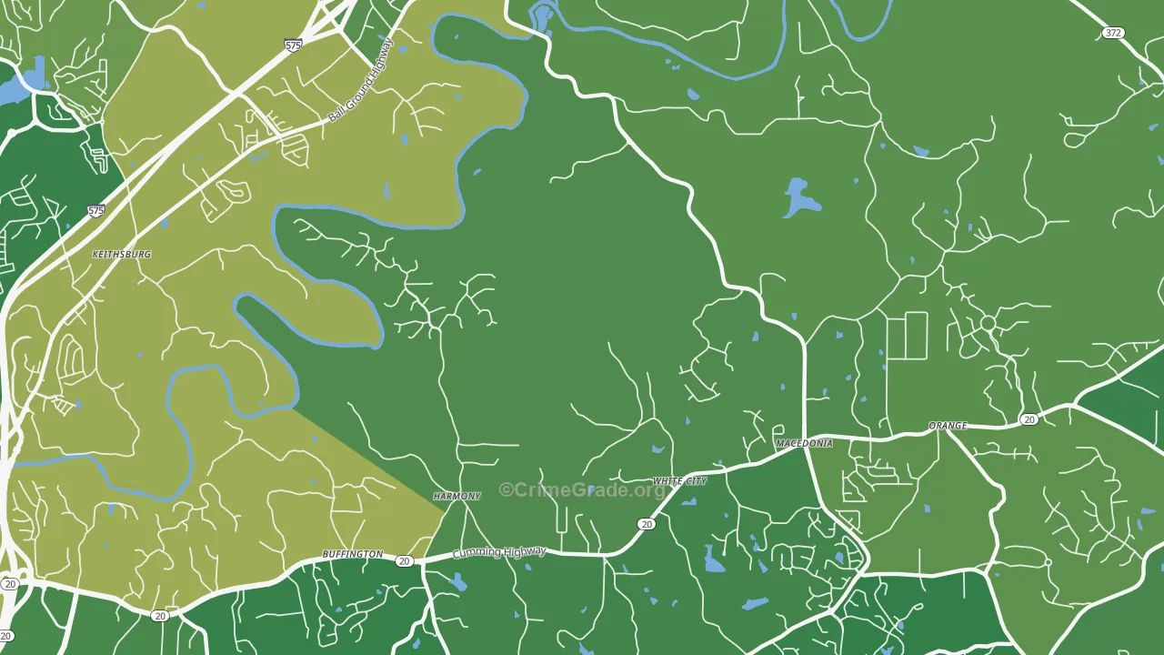 Macedonia, GA Map of Vehicle Theft Rates