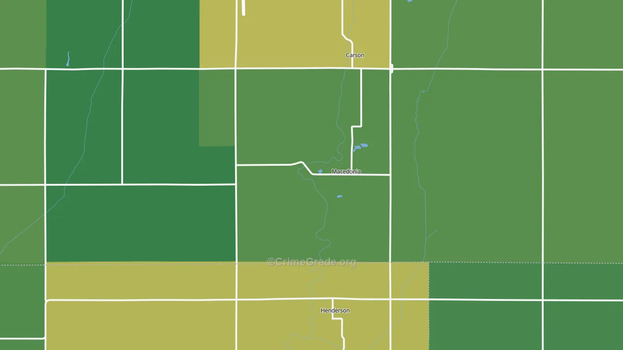 Macedonia, IA Map of Vehicle Theft Rates
