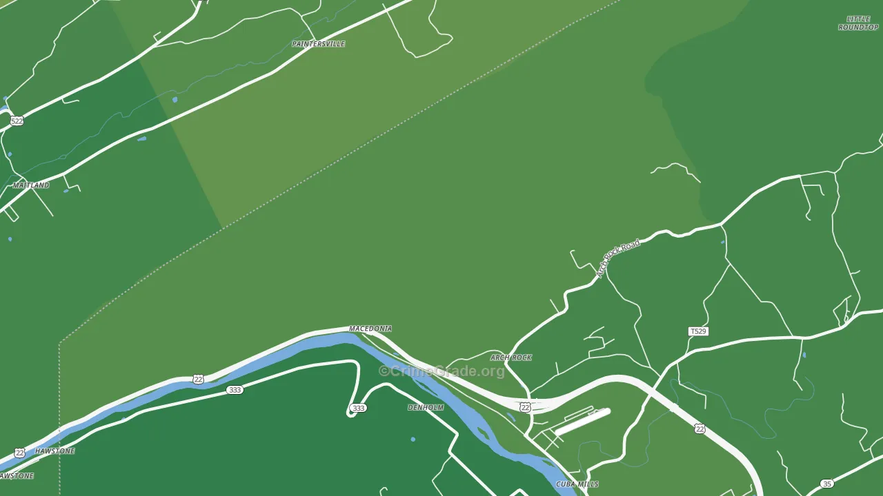 Macedonia, PA Map of Vehicle Theft Rates