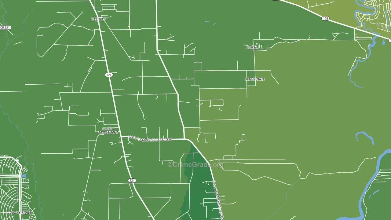 Macedonia, TX Map of Vehicle Theft Rates