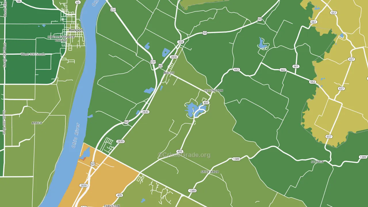 Maceo, KY Map of Vehicle Theft Rates