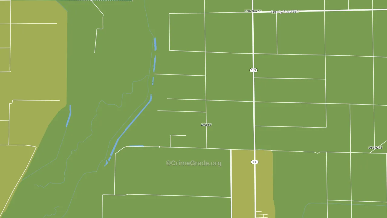 Macey, AR Map of Vehicle Theft Rates