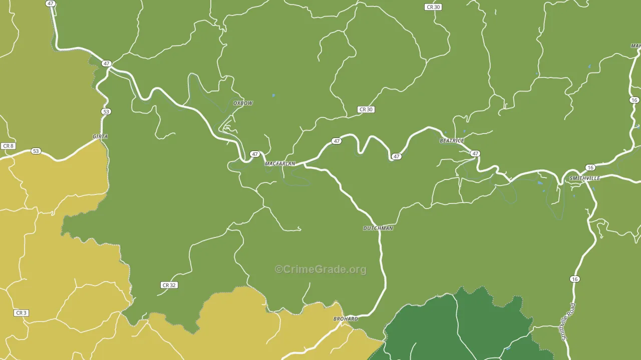 Macfarlan, WV Map of Vehicle Theft Rates