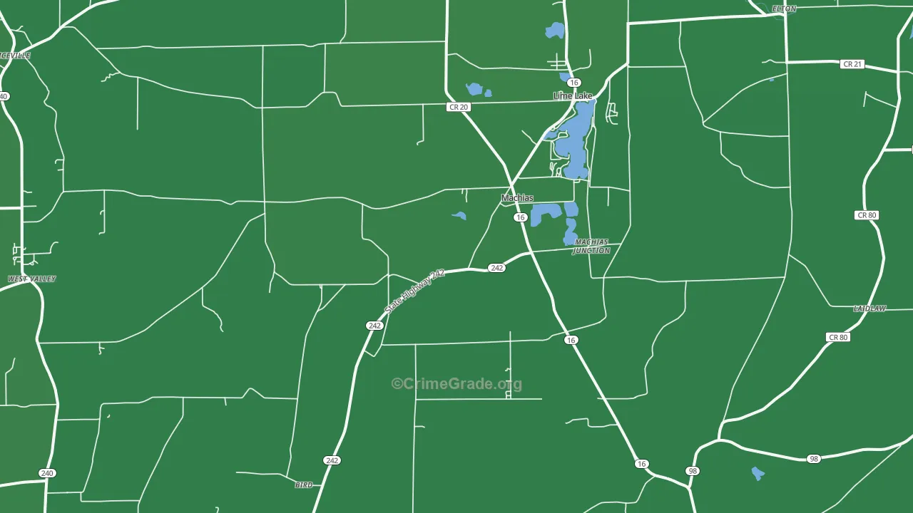 Machias, NY Map of Vehicle Theft Rates