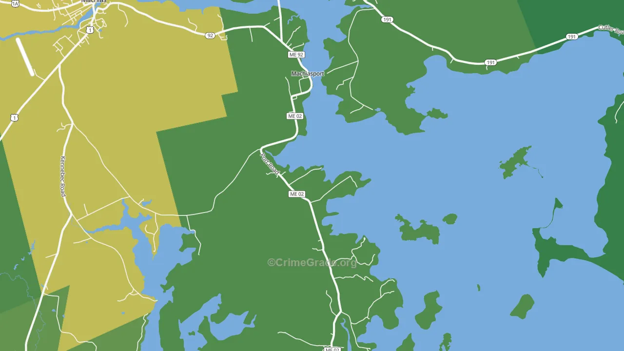 Machiasport, ME Map of Vehicle Theft Rates