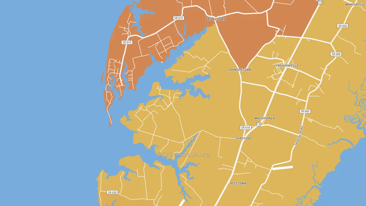 Machipongo, VA Map of Vehicle Theft Rates