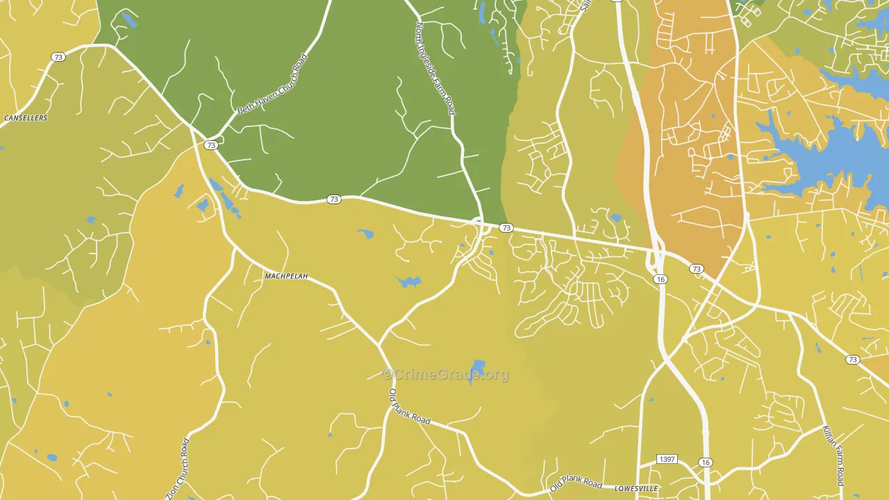 Machpelah, NC Map of Vehicle Theft Rates