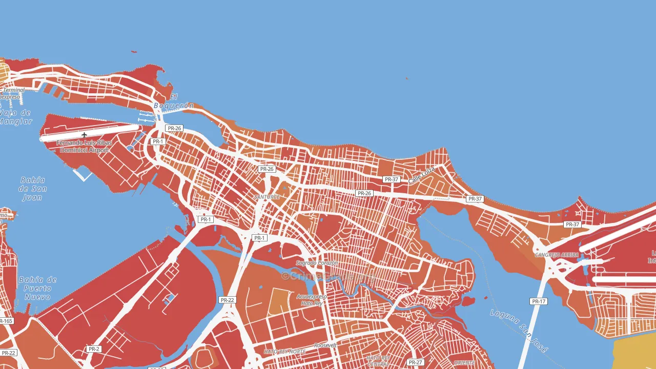 Machuchal, San Juan, PR Map of Vehicle Theft Rates