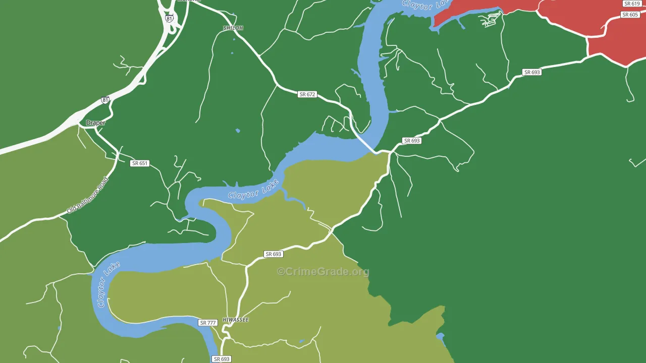 Mack Creek Village, VA Map of Vehicle Theft Rates