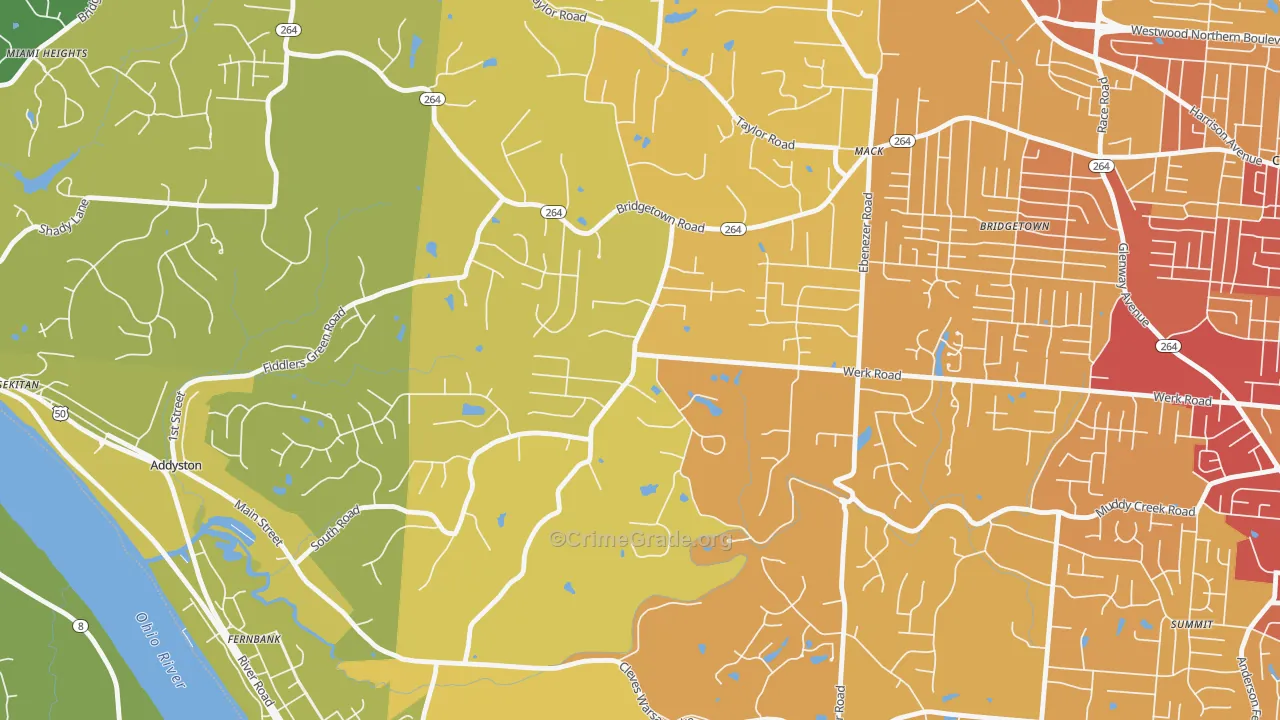 Mack South, Cincinnati, OH Map of Vehicle Theft Rates