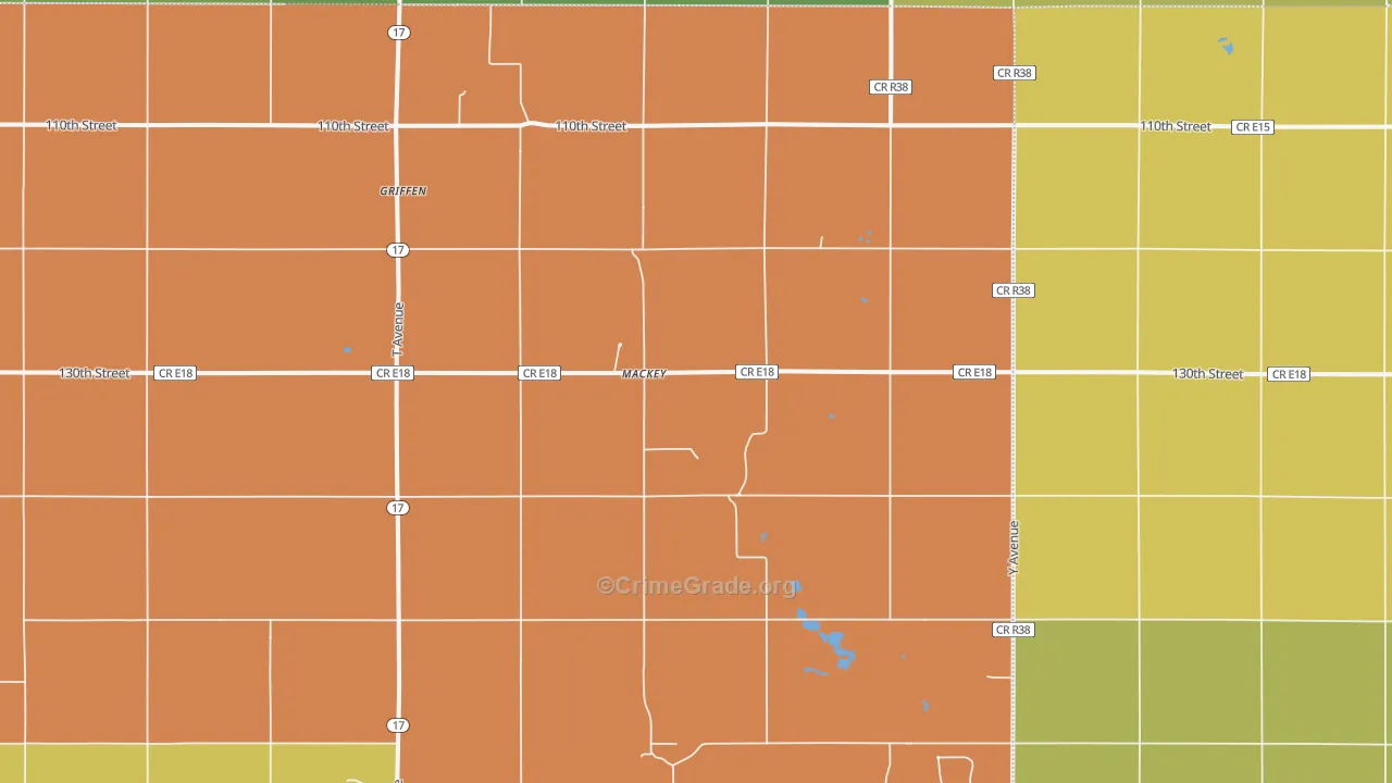 Mackey, IA Map of Vehicle Theft Rates