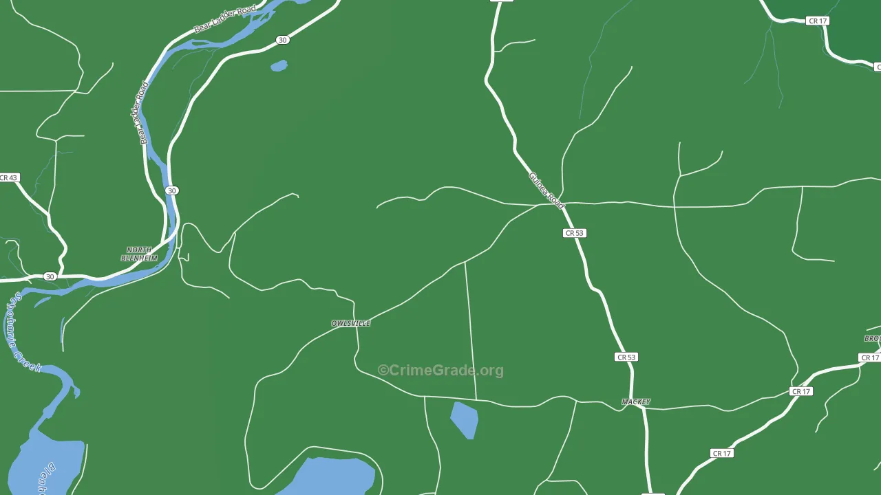 Mackey, NY Map of Vehicle Theft Rates