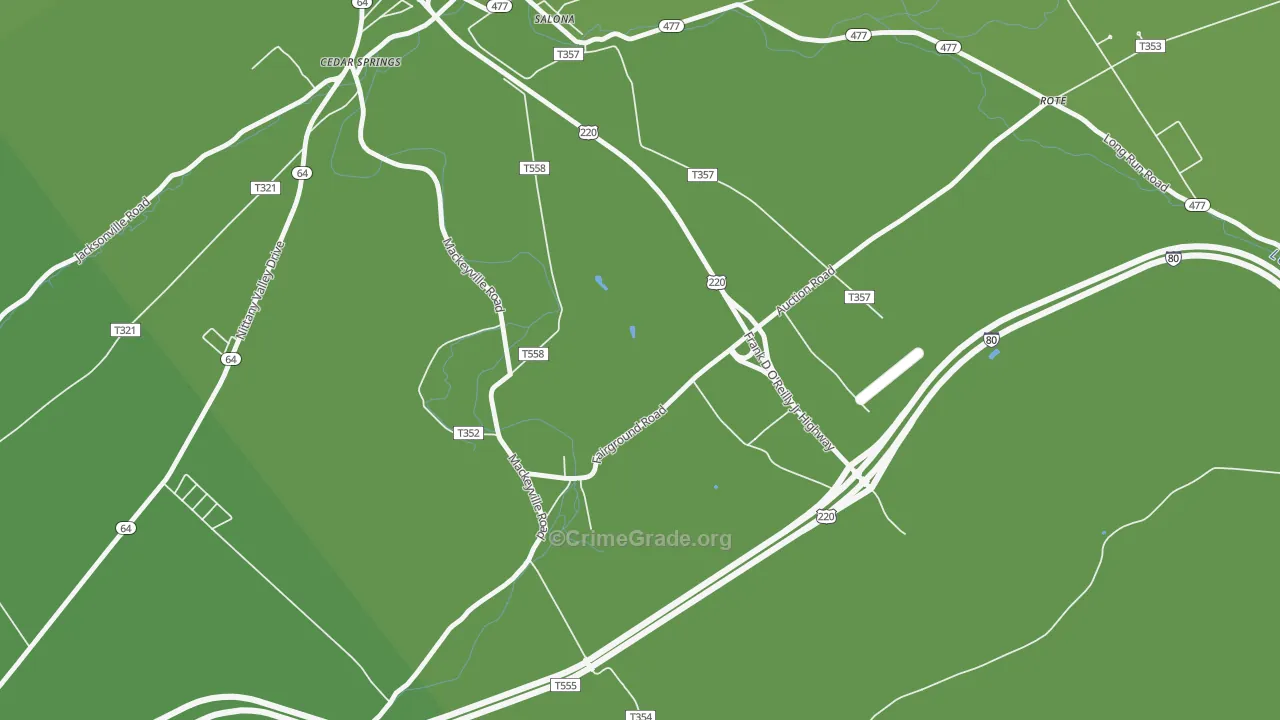 Mackeyville, PA Map of Vehicle Theft Rates