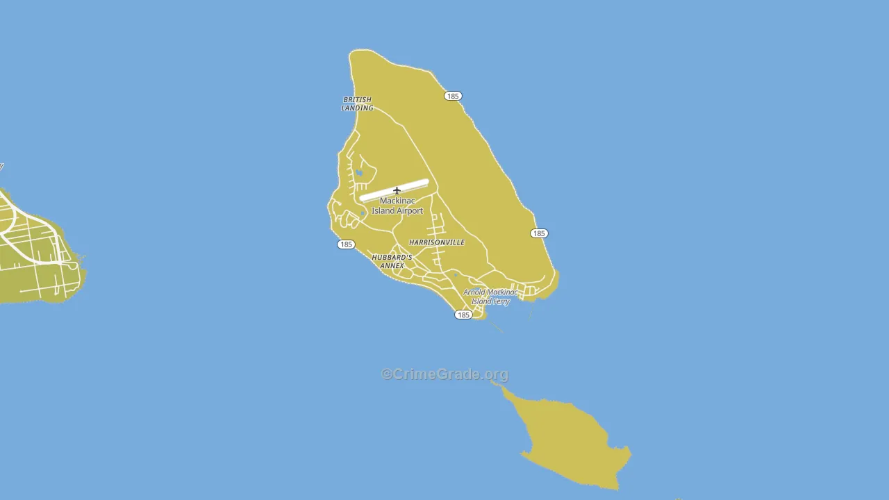 Mackinac Island, MI Map of Vehicle Theft Rates