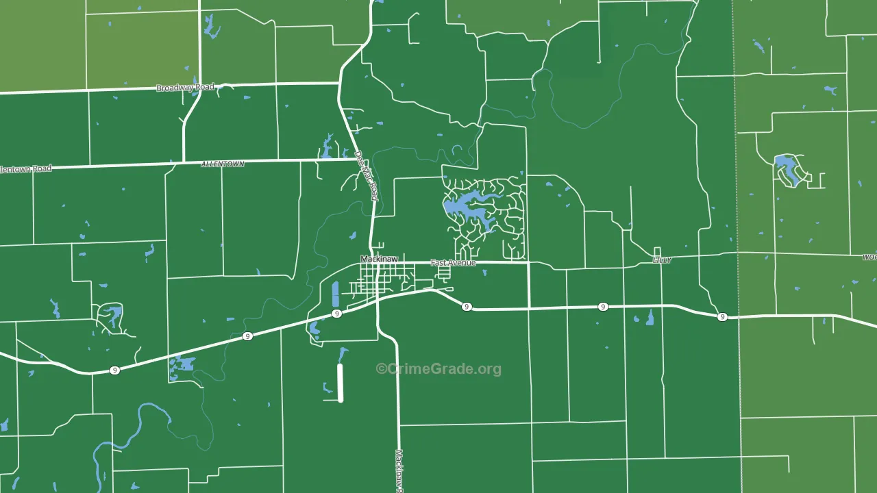 Mackinaw, IL Map of Vehicle Theft Rates