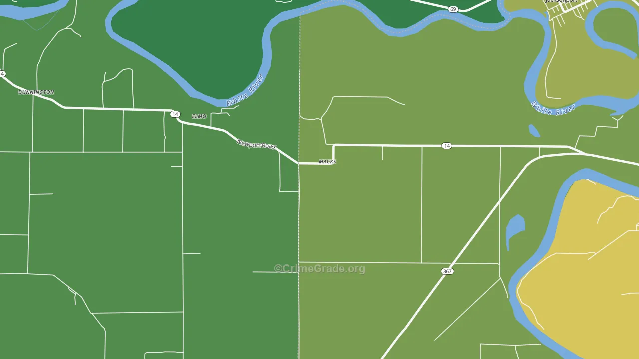 Macks, AR Map of Vehicle Theft Rates