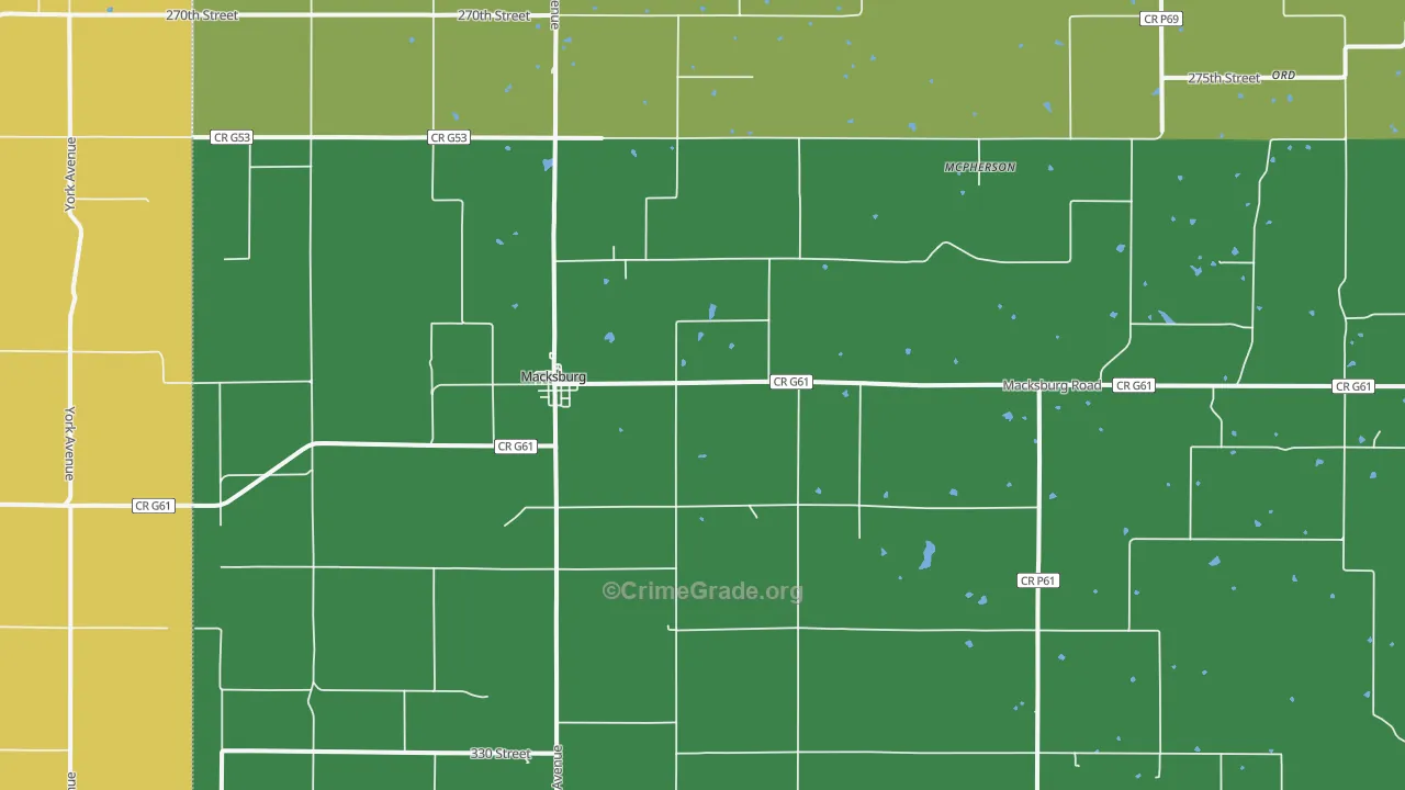 Macksburg, IA Map of Vehicle Theft Rates
