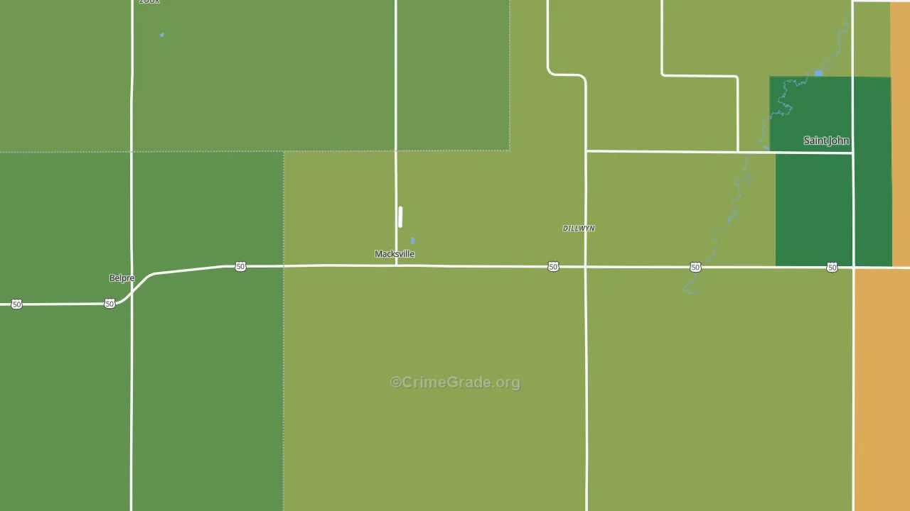 Macksville, KS Map of Vehicle Theft Rates