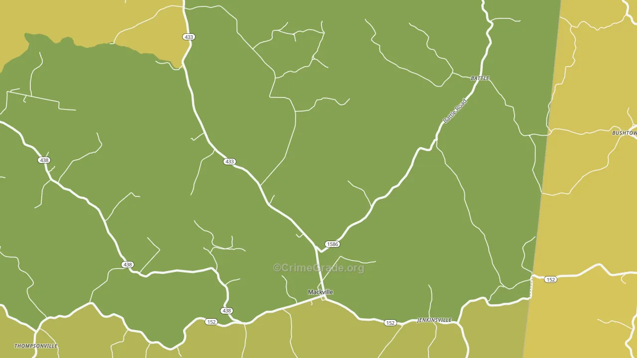 Mackville, KY Map of Vehicle Theft Rates