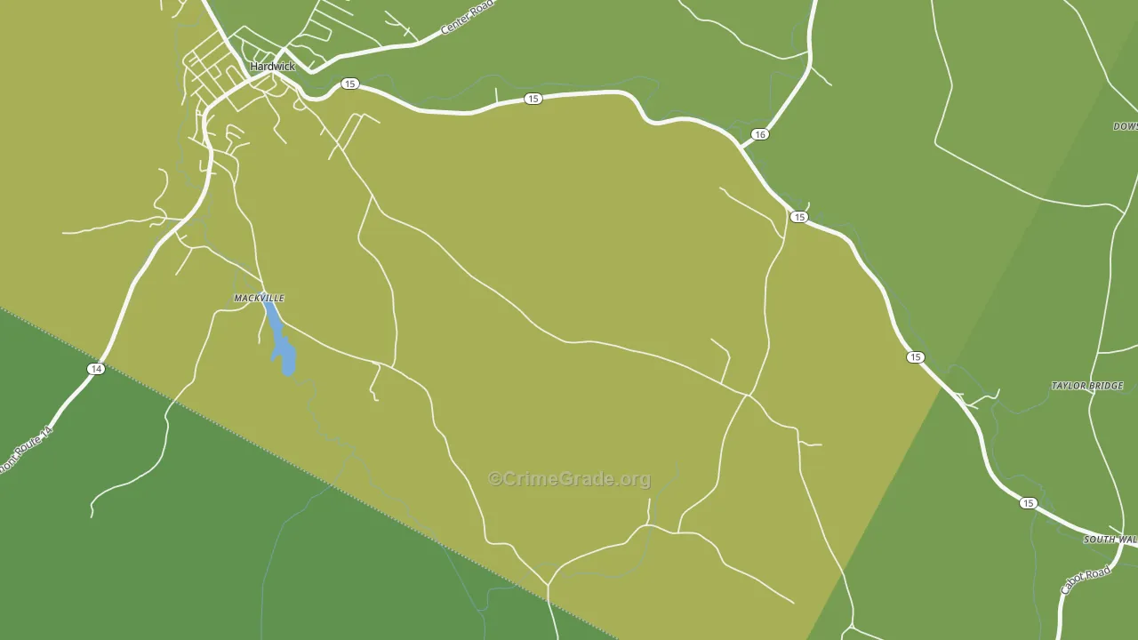 Mackville, VT Map of Vehicle Theft Rates
