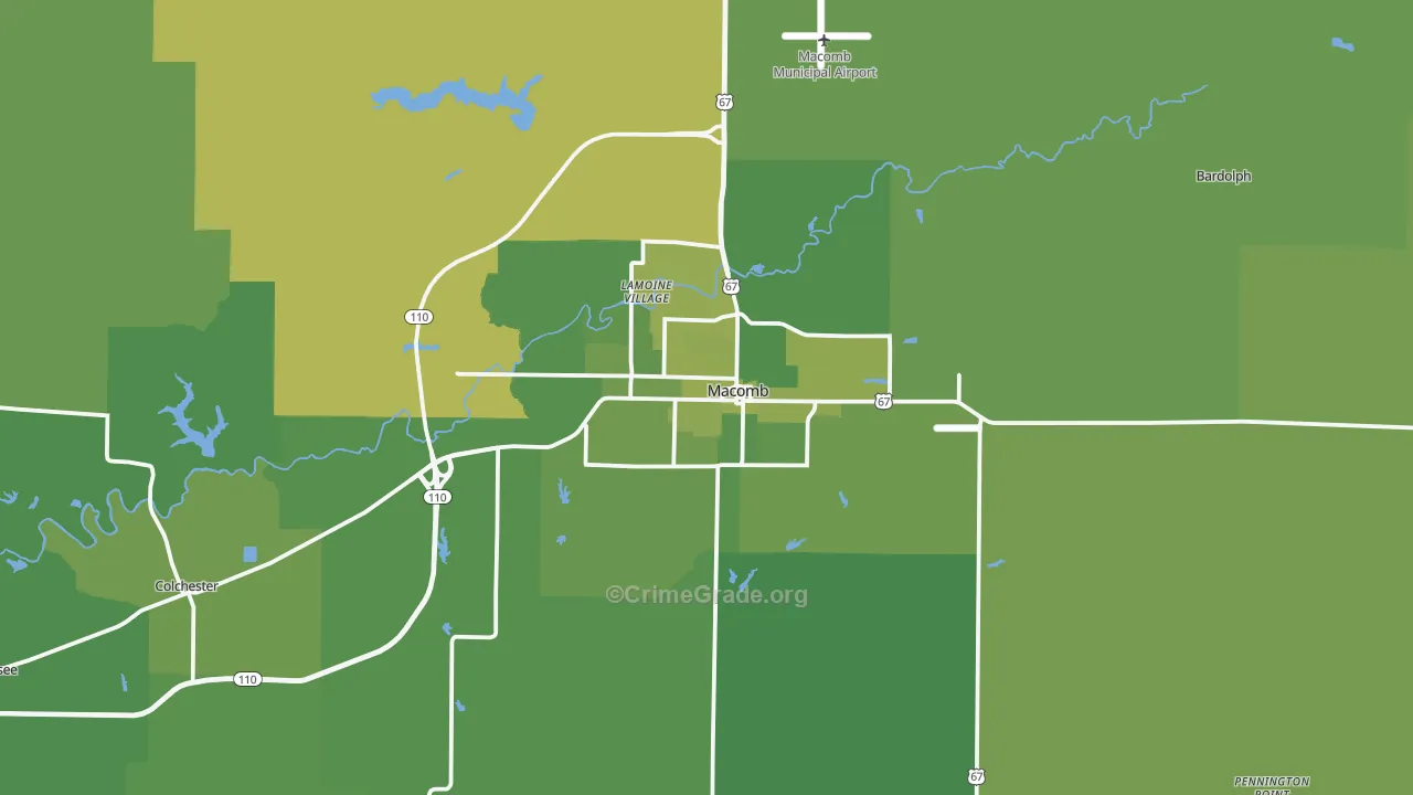 Macomb, IL Map of Vehicle Theft Rates