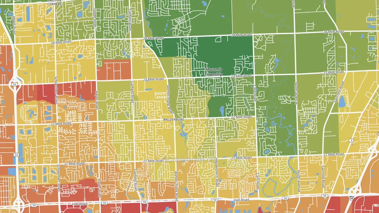 Macomb, MI Map of Vehicle Theft Rates
