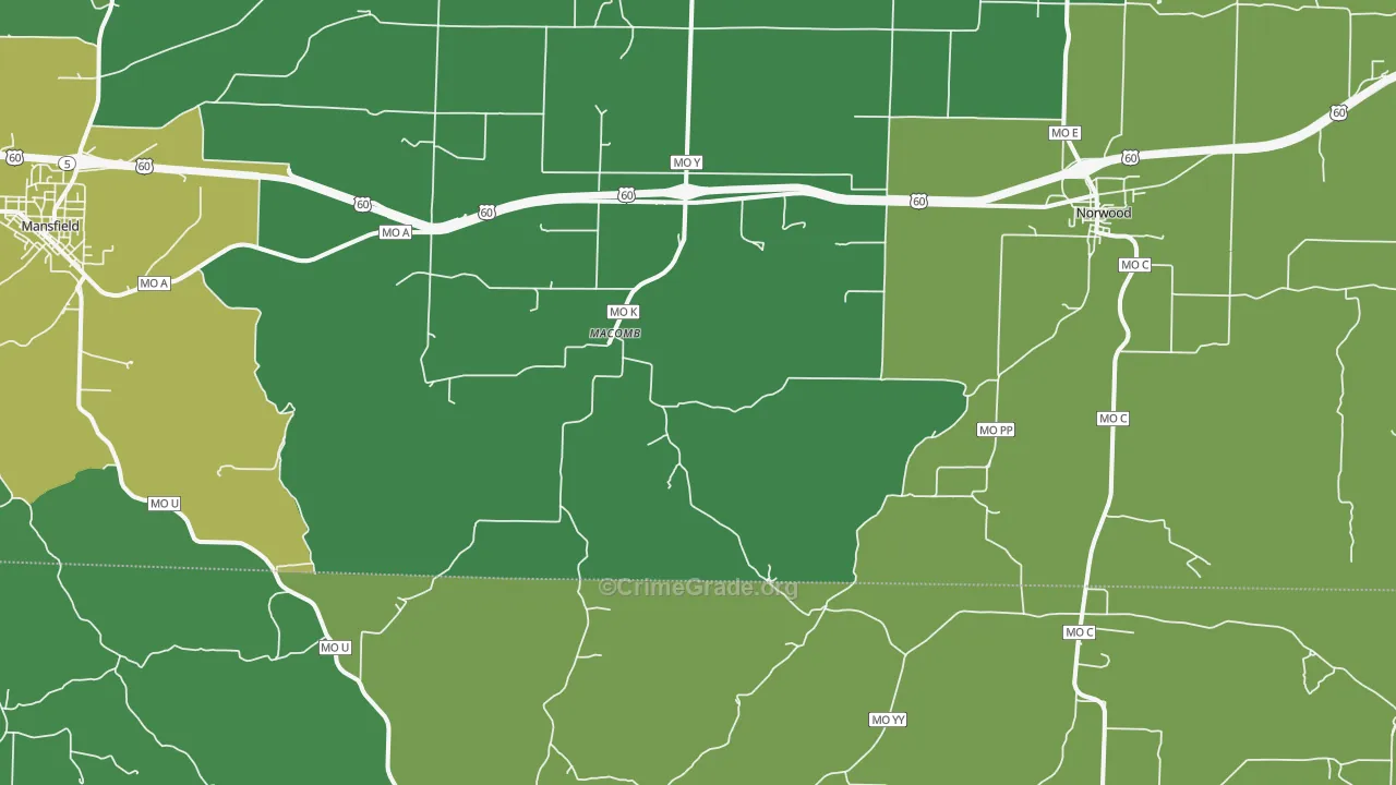 Macomb, MO Map of Vehicle Theft Rates