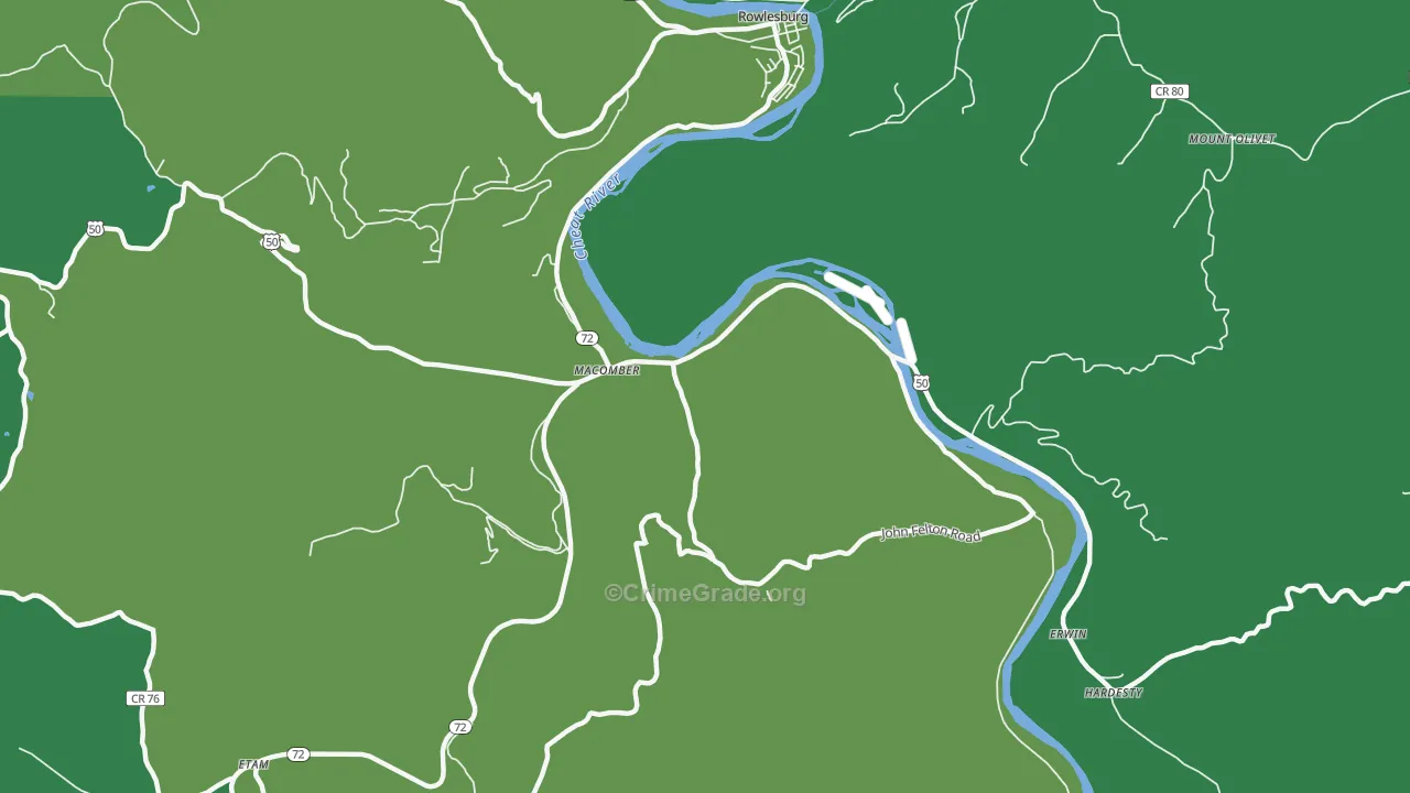 Macomber, WV Map of Vehicle Theft Rates