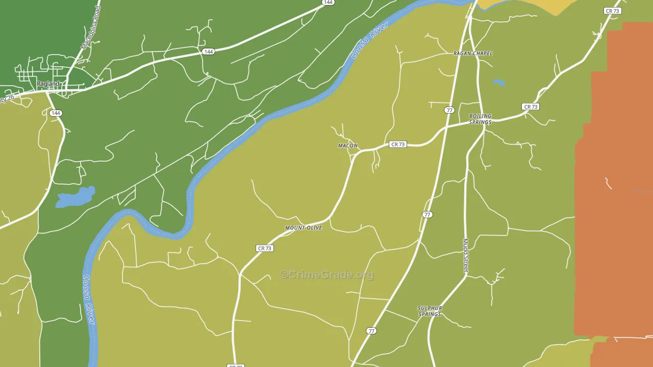 Macon, AL Map of Vehicle Theft Rates