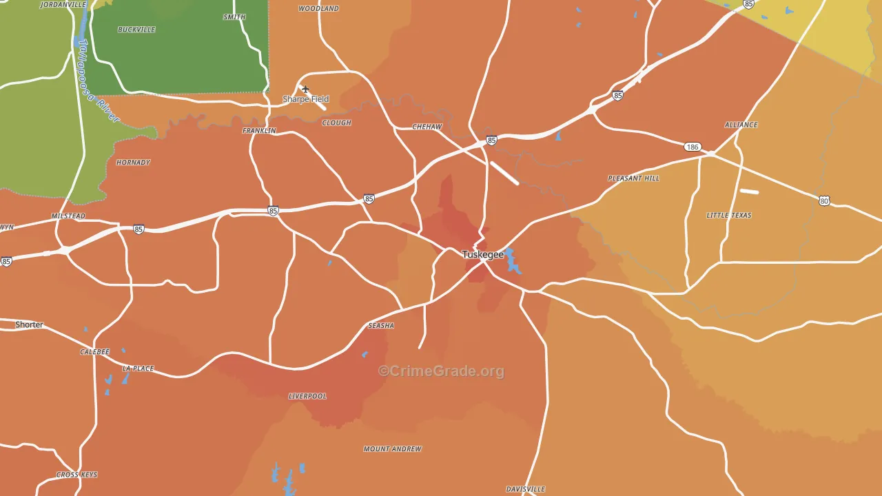Macon County, AL Map of Vehicle Theft Rates