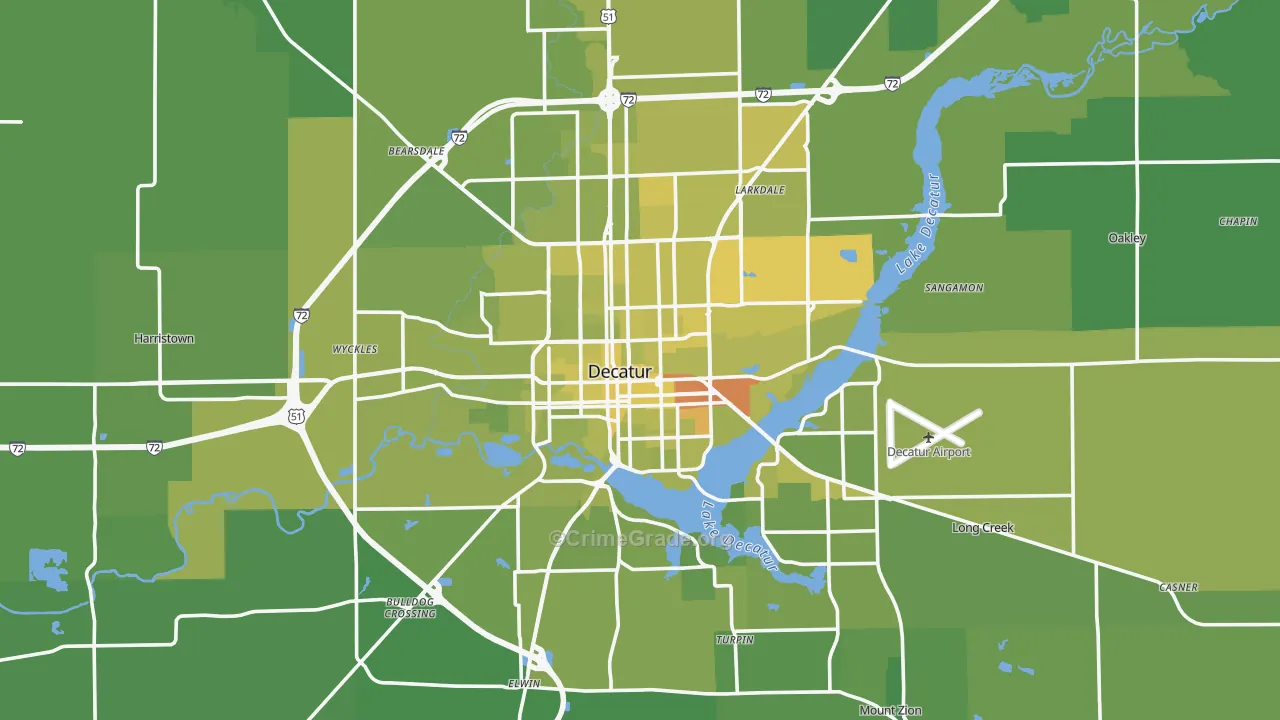 Macon County, IL Map of Vehicle Theft Rates