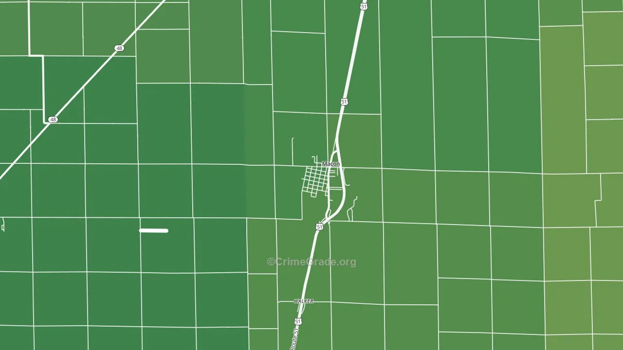 Macon, IL Map of Vehicle Theft Rates