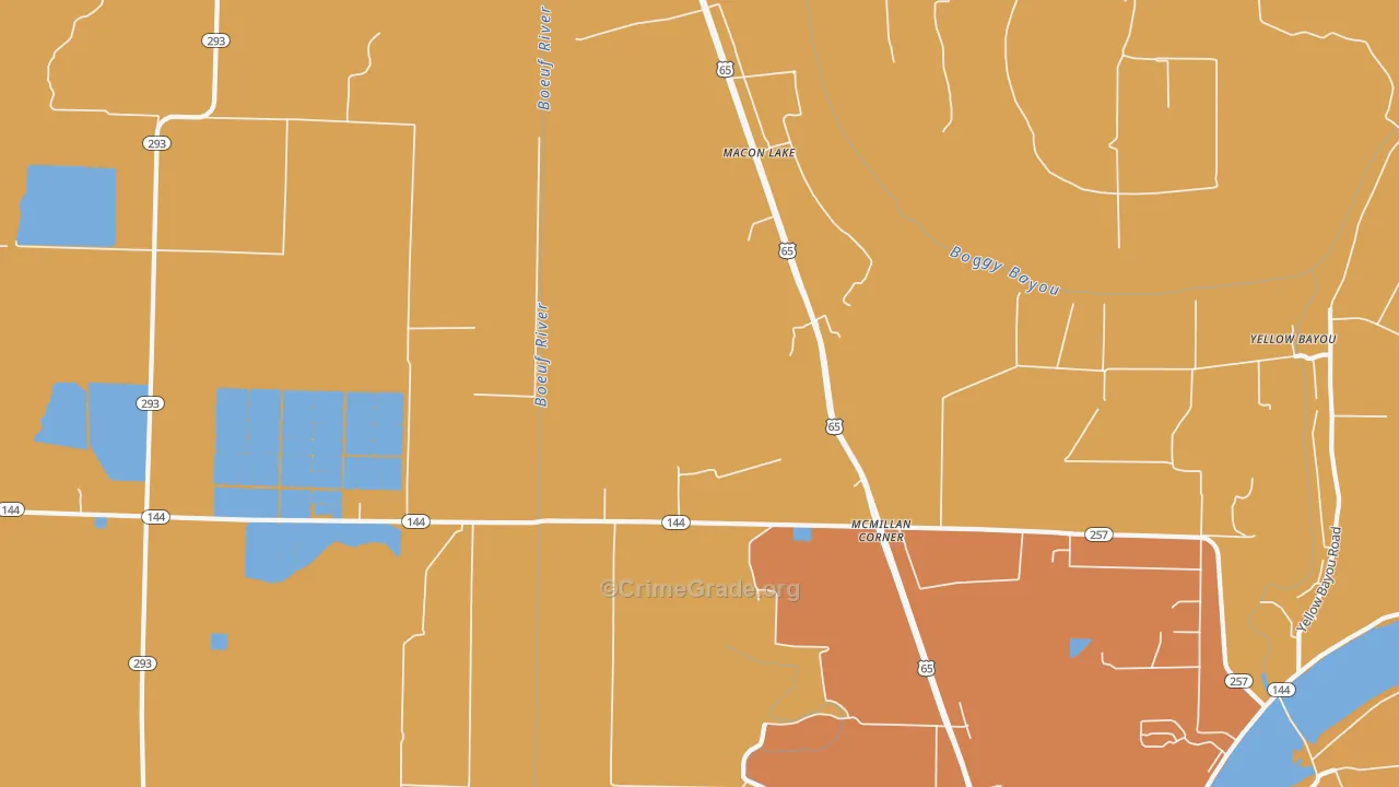 Macon Lake, AR Map of Vehicle Theft Rates