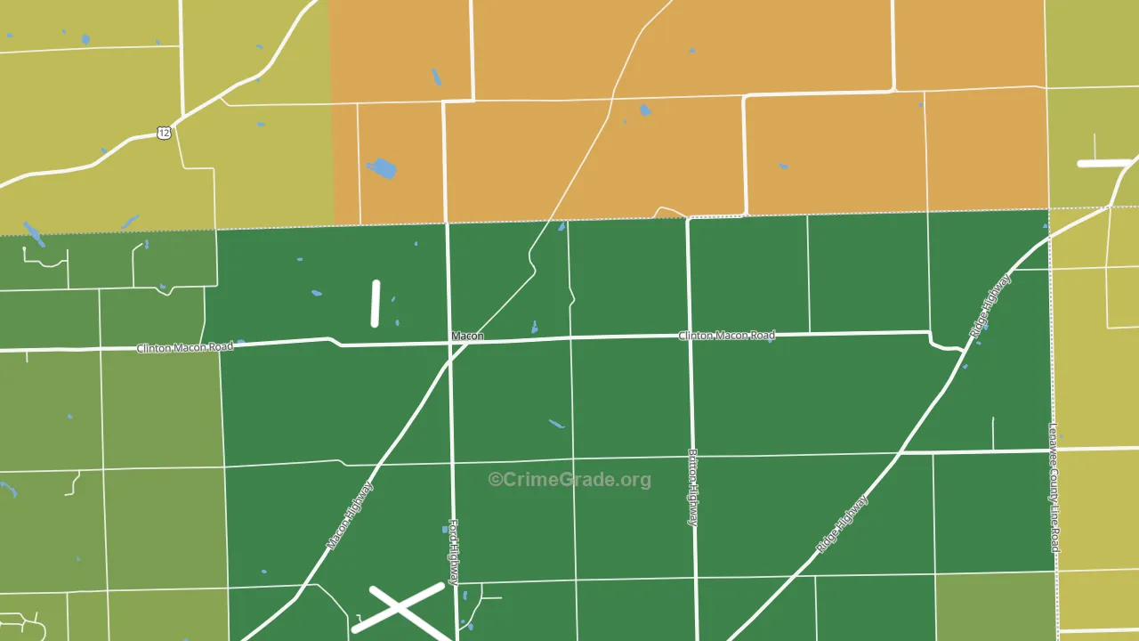 Macon, MI Map of Vehicle Theft Rates