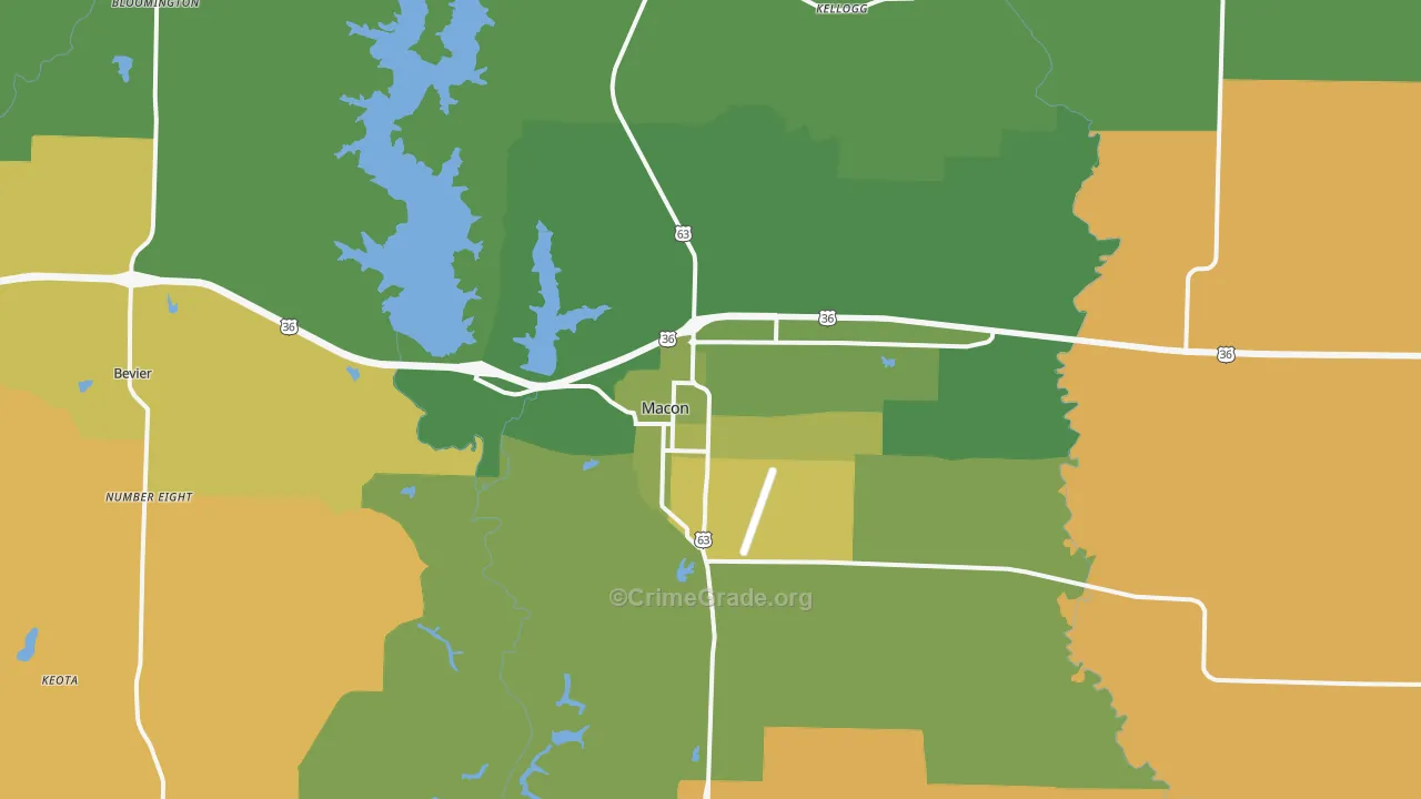 Macon, MO Map of Vehicle Theft Rates