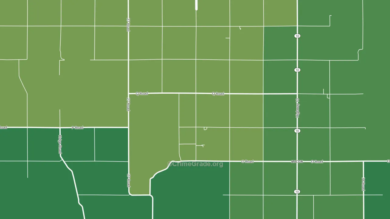 Macon, NE Map of Vehicle Theft Rates