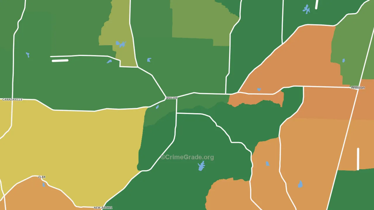 Macon, TN Map of Vehicle Theft Rates